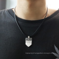 Shangjie OEM Nome personalizado escudo de couro vintage Colar de cobre de colar masculino de colar de nomes de placa de placa